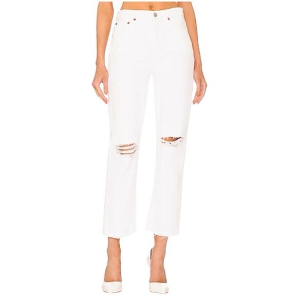 ReDone 70s Stovepipe Jeans Womens Size 31‎ White Destroyed - Picture 1 of 11